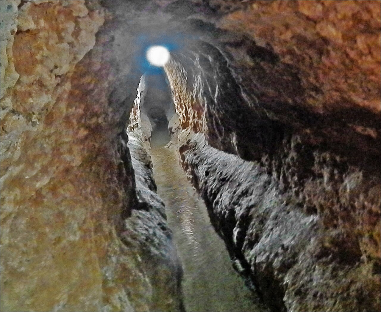 Interior of a qanat water tunnel in Iran